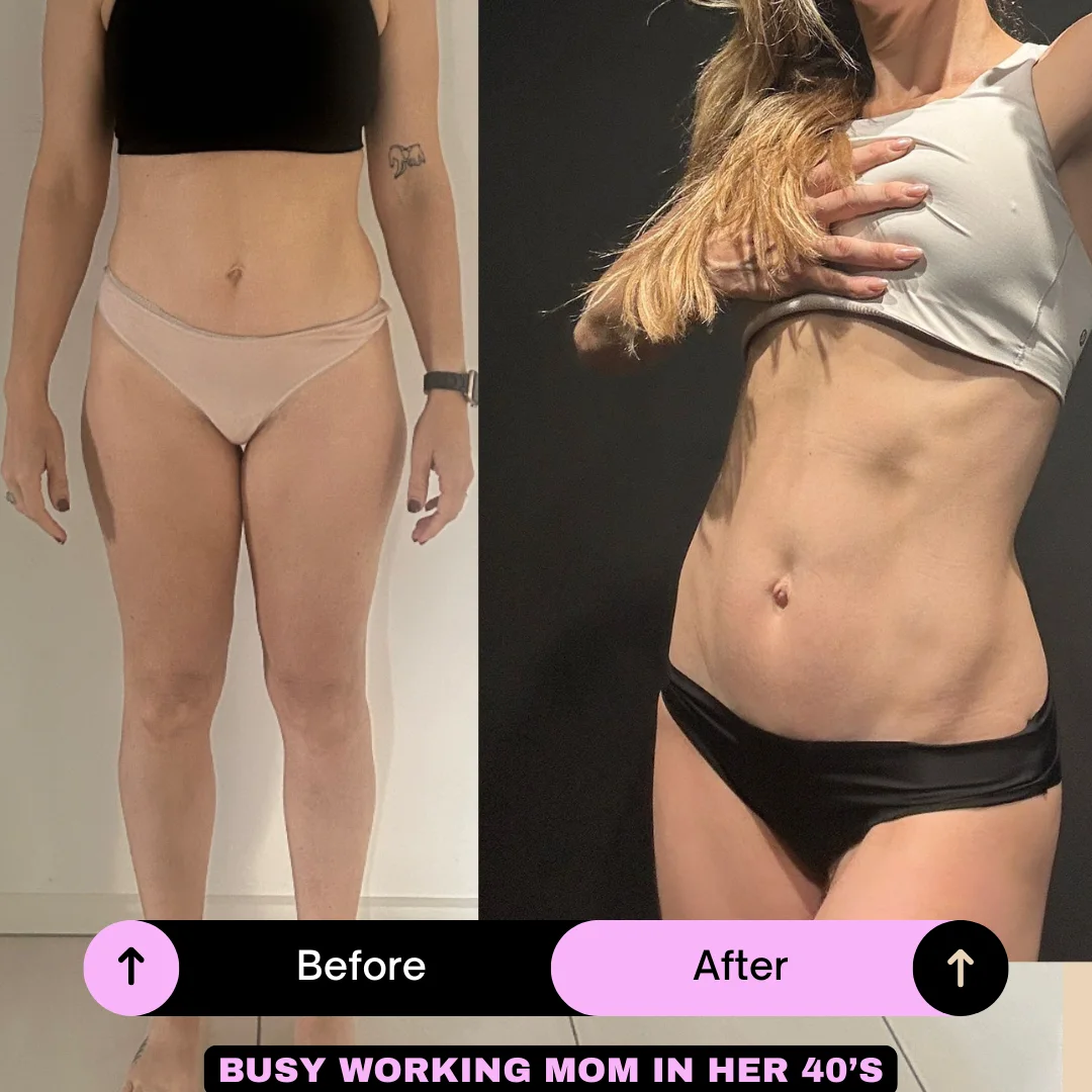Before and after transformation for a busy working mom in her 40s