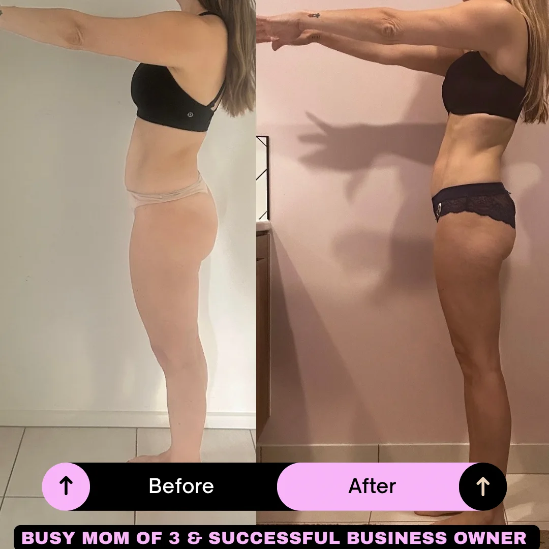 Before and after transformation for a busy mom and business owner